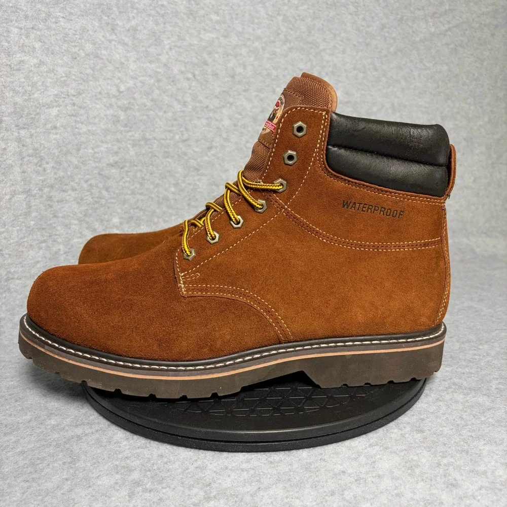 Brahma Mens Waterproof Bravo Brown Suede Leather Work Boots 14W 2554851